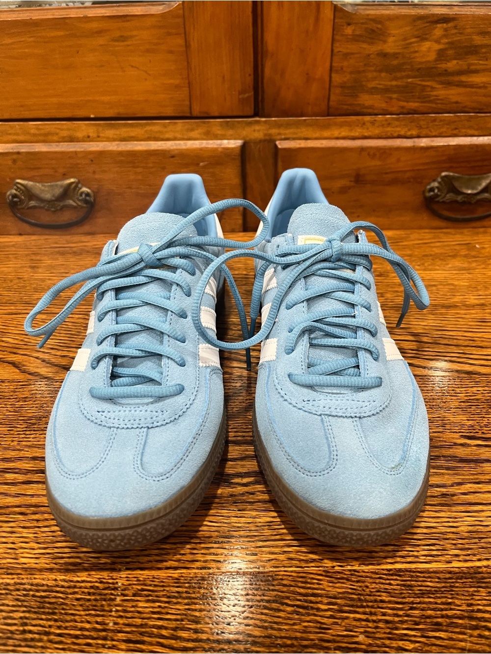 Men’s Adidas Handball Spezial Size 8 – Light Blue/White Suede Gum Sole - Picture 4 of 9